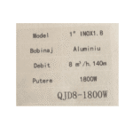 Pompa Submersibilă QJD8‑1800W, 1800 W, Bobinaj Aluminiu, Debit 8 m³/h, Refulare 140 m Tengtian - imagine 2